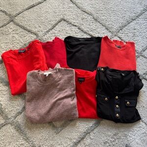 Lightweight sweater bundle long sleeve tops black red XS small